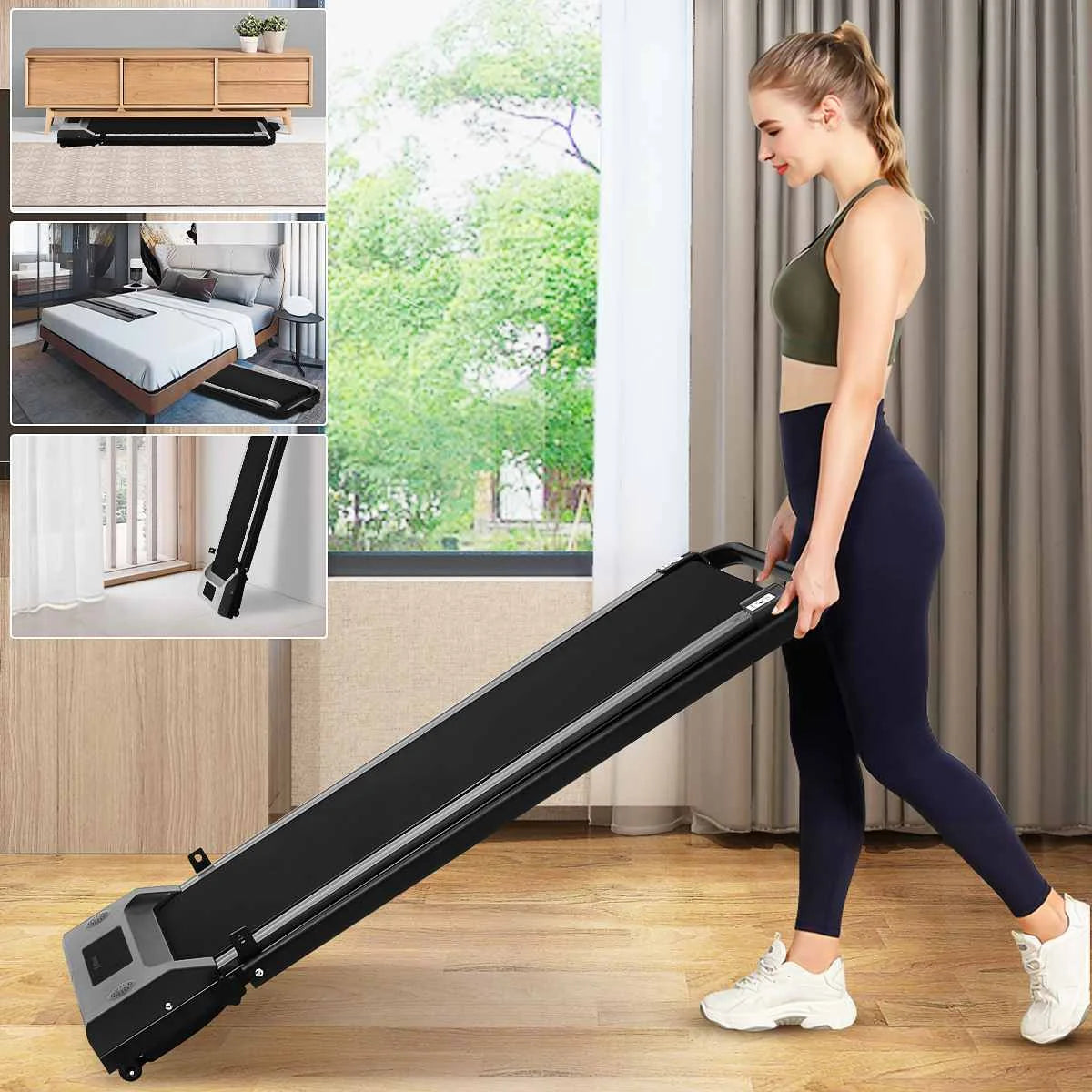 Treadmill 2 In 1 Walking Machine Portable Space Fitness Motorized Folding Treadmill Electric