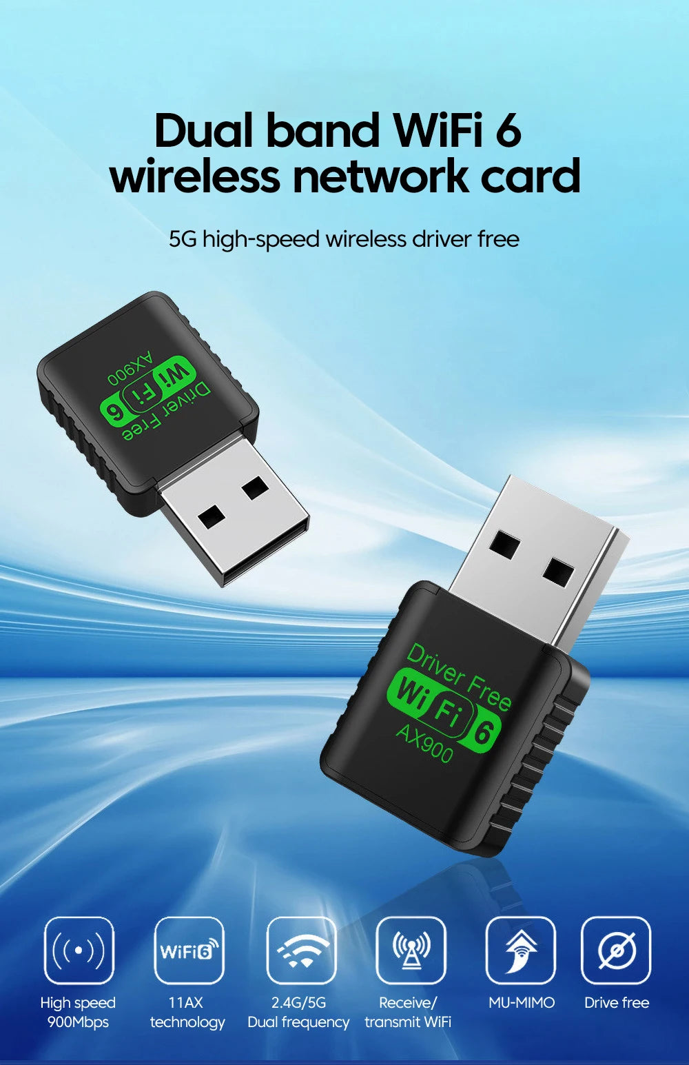 900Mbps USB WiFi Bluetooth 5.4 Adapter 2in1 Dongle Dual Band 2.4G 5GHz USB WiFi 6 Network Wireless Wlan Receiver DRIVER FREE