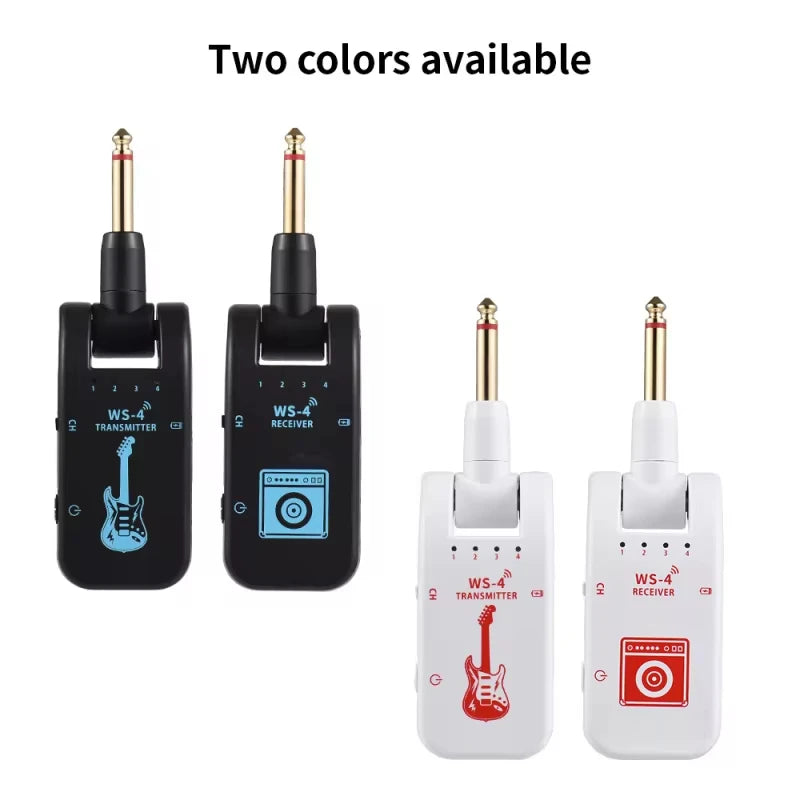 Wireless System for Guitar, 2.4G Rechargeable Transmitter and Receiver, Real Time Plug Play Transmission for Electric Bass