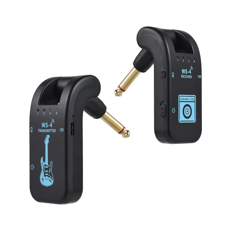Wireless System for Guitar, 2.4G Rechargeable Transmitter and Receiver, Real Time Plug Play Transmission for Electric Bass
